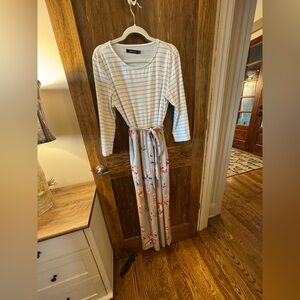 Striped Floral Knit Maxi Dress